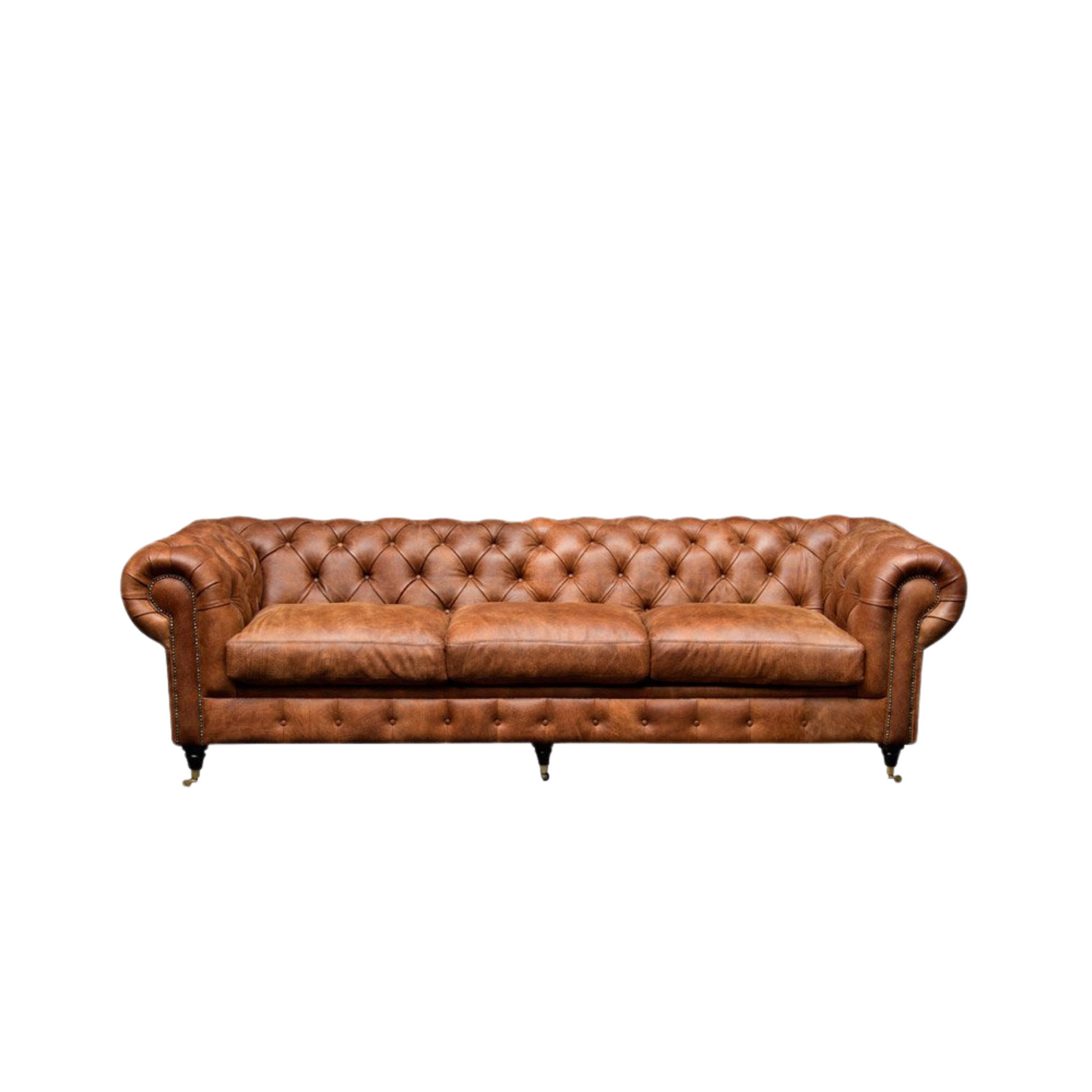 Iconic Chesterfield Sofa – The epitome of timeless old-world charm, the Chesterfield sofa, with its tufted deep buttoning, stands as a symbol of enduring elegance.  Crafted to your exact specifications, this iconic piece is custom manufactured in our premium leathers and fabrics, ensuring a touch of luxury tailored to your personal style.
