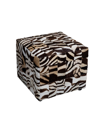 Zebra Burchell Cube Ottoman – Elevate your space with custom cube ottomans featuring distinctive Zebra Burchell print. Tailor your experience by personalizing the size and design, adding a unique and stylish touch to your living area.